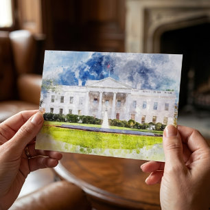 Carte Postale La Maison Blanche à Washington DC Aquarelle
