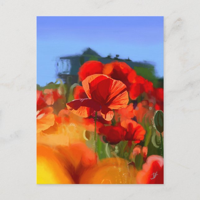 Carte Postale La maison du pavot - peinture à l'huile (Devant)
