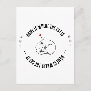 Carte Postale La Maison Est Où Le Chat Est Cadeau Minimaliste De