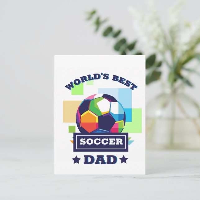 Carte Postale La meilleure Fête des pères de papa de football au (Debout devant)