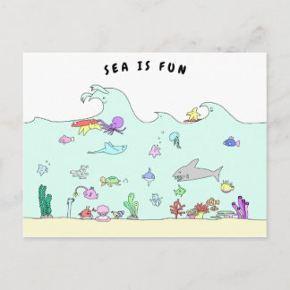 CARTE POSTALE LA MER EST AMUSANTE