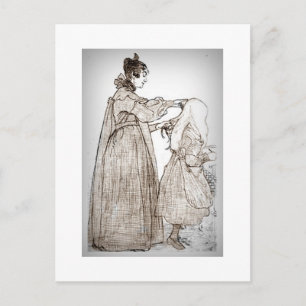 Carte Postale La mère brosse les cheveux de sa fille
