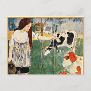 Carte Postale La Milkmaid, tableau populaire de Paul Gauguin