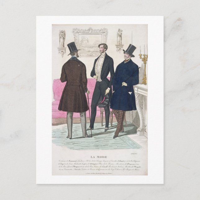 Carte Postale La Mode : Advertisement for 19th Century Men's Fas (Devant)