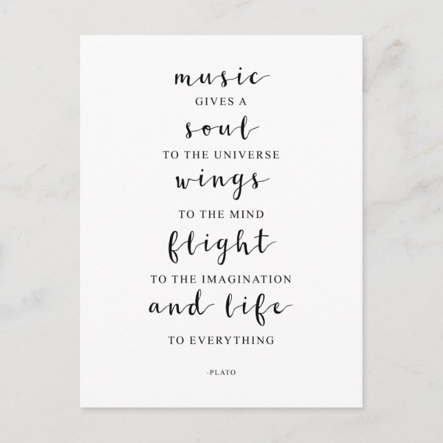 Carte Postale La Musique Donne Une Âme À L'Univers, Citation De  (Devant)