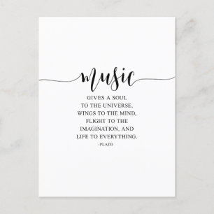 Carte Postale La musique donne une âme à l'univers, Citation de 