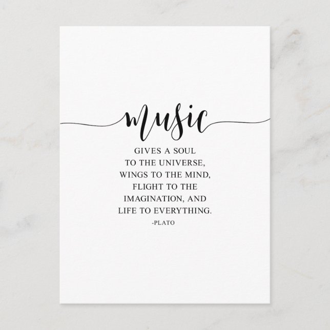 Carte Postale La Musique Donne Une Âme À L'Univers, Citation De  (Devant)