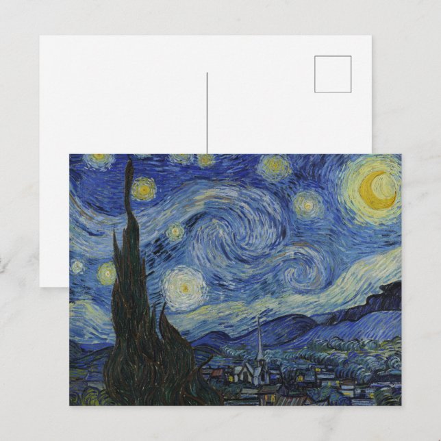 Carte Postale La nuit étoilée de Van Gogh : Le tourbillon des rê (Devant / Derrière)