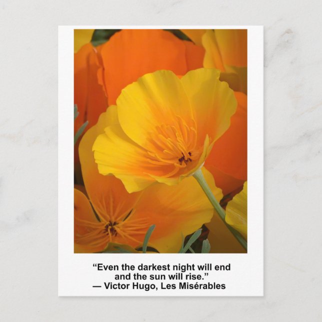 Carte Postale La nuit se terminera, citation de Victor Hugo, Pop (Devant)