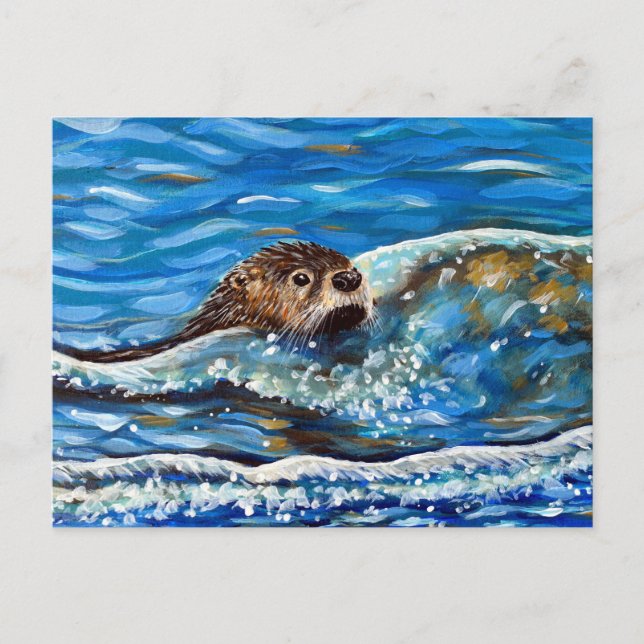 Carte Postale La Otter dans la peinture de la mer (Devant)