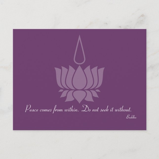 Carte Postale La Paix vient de l'intérieur des devis de Bouddha  (Devant)