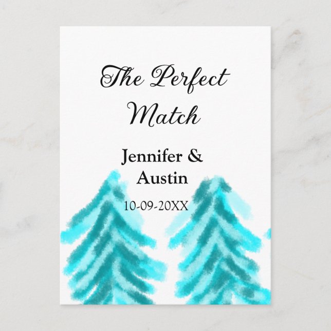 Carte Postale La parfaite correspondance hiver pin bleu mariage  (Devant)