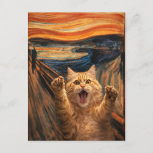 Carte Postale La parodie d'art du chat dans Le Cri