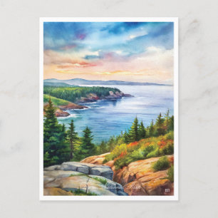 Carte Postale La peinture aquarelle du parc national Acadia