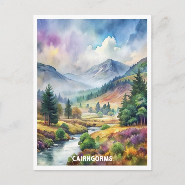 Carte Postale La peinture aquarelle du parc national Cairngorms (Devant)