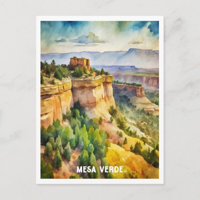 Carte Postale La peinture aquarelle du parc national Mesa Verde (Devant)