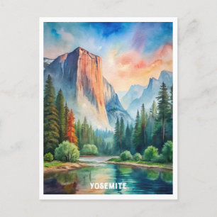 Carte Postale La peinture aquarelle du parc national Yosemite