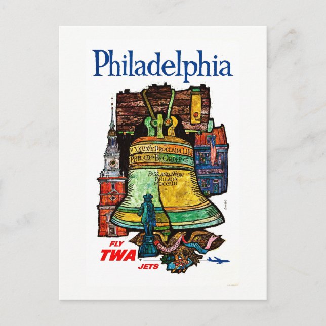 Carte Postale La Pennsylvanie vintage Philadelphie Liberty Bell (Devant)