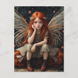 Carte Postale La petite fée adorable aux cheveux roux