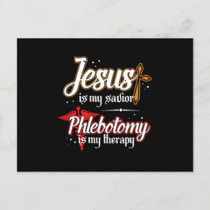 Carte Postale La phlébotomie est ma thérapie Jésus Phlebotomiste
