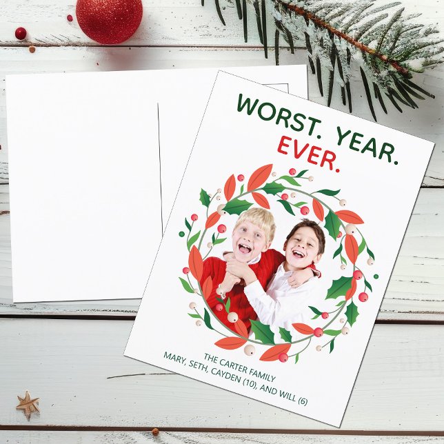 Carte Postale La pire année jamais drôle Photo de famille Noël (Créateur téléchargé)