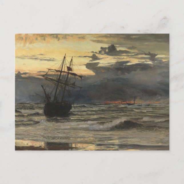 Carte Postale La plage de la mer après une tempête, l'aube (Devant)