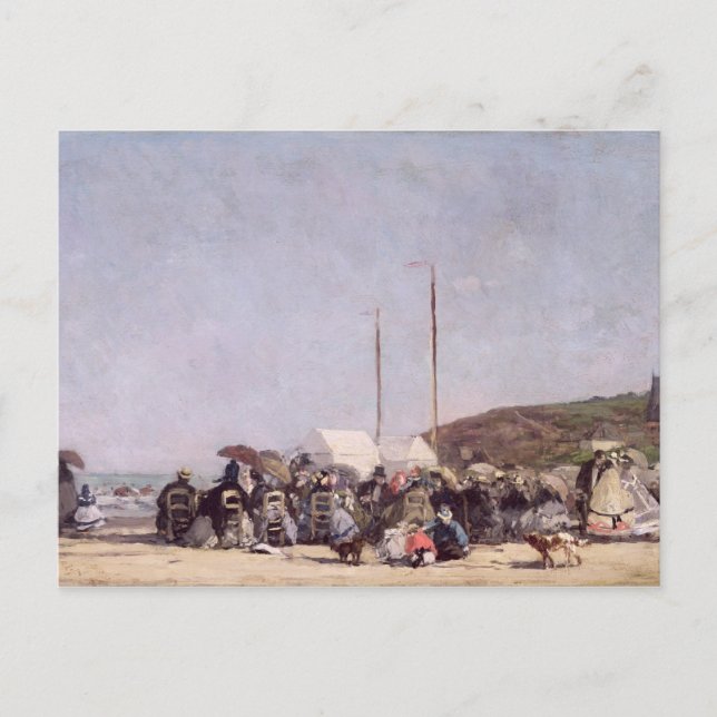 Carte Postale La plage de Trouville, 1864 (Devant)