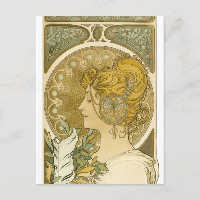 Carte Postale La Plume d'Alphonse Mucha (Devant)