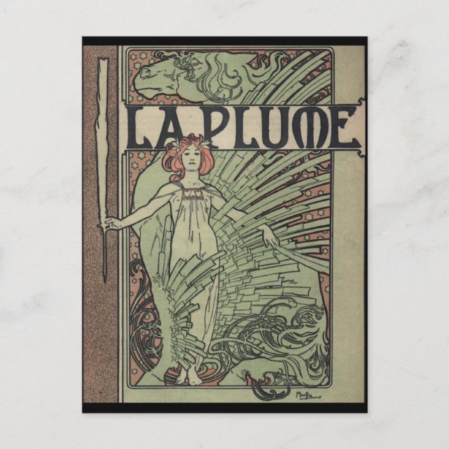 Carte Postale La Plume Par Alfons Mucha (Devant)