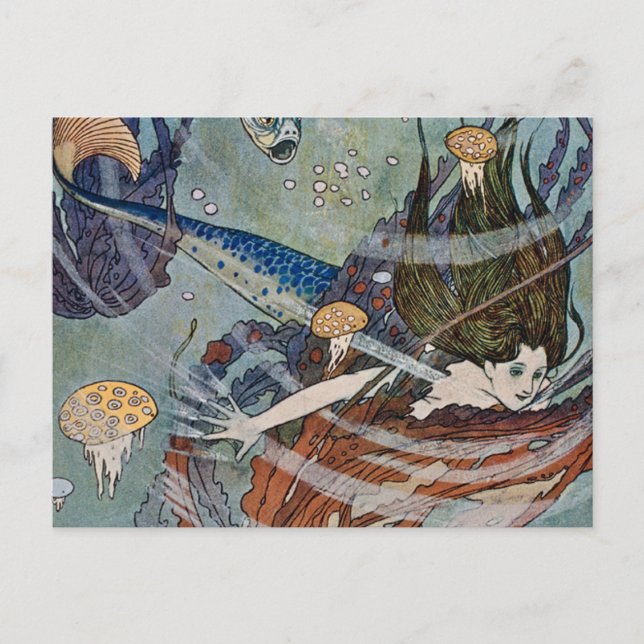 Carte Postale « La Princesse Sirène » par Edmund Dulac (Devant)