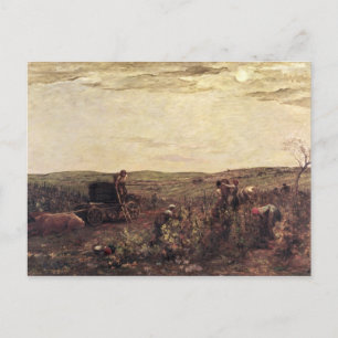 Carte Postale La récolte de vin en Bourgogne, 1863