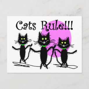 Carte Postale La règle des chats ! ! !  Design de chat noir...ad