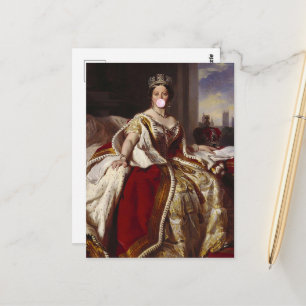 Carte Postale La reine Victoria faisant des bulles de chewing-gu