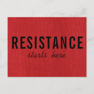 Carte Postale La résistance commence ici sur Red Linen Texture P