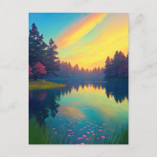 Carte Postale La rivière de charme Baignée par un crépuscule maj