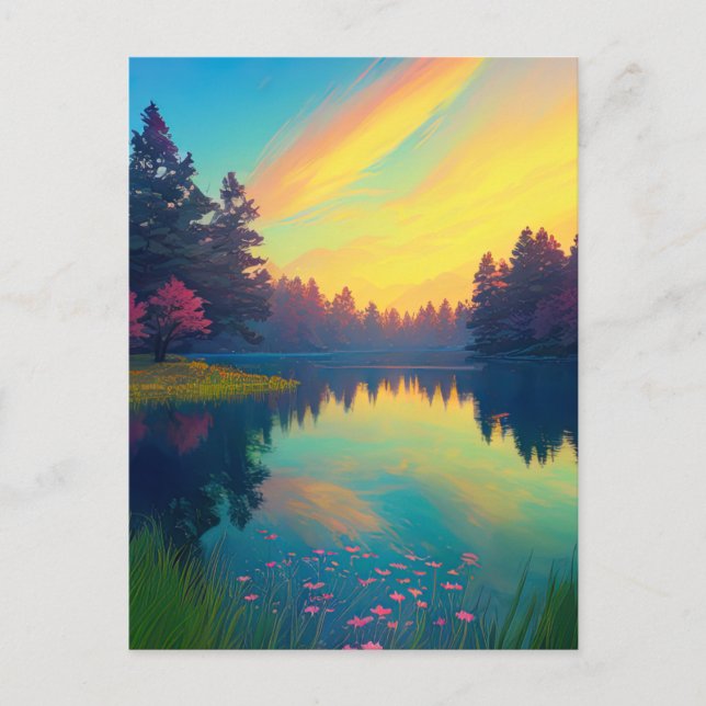 Carte Postale La rivière de charme Baignée par un crépuscule maj (Devant)