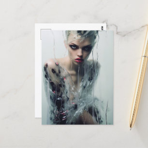 Carte Postale La robe en plastique clair de la dame derrière la