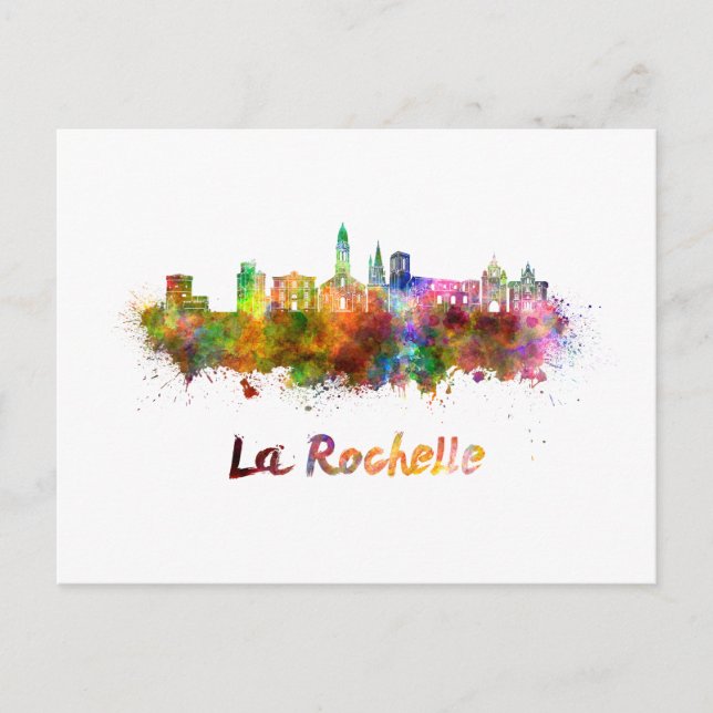 Carte Postale La Rochelle skyline in watercolor (Devant)