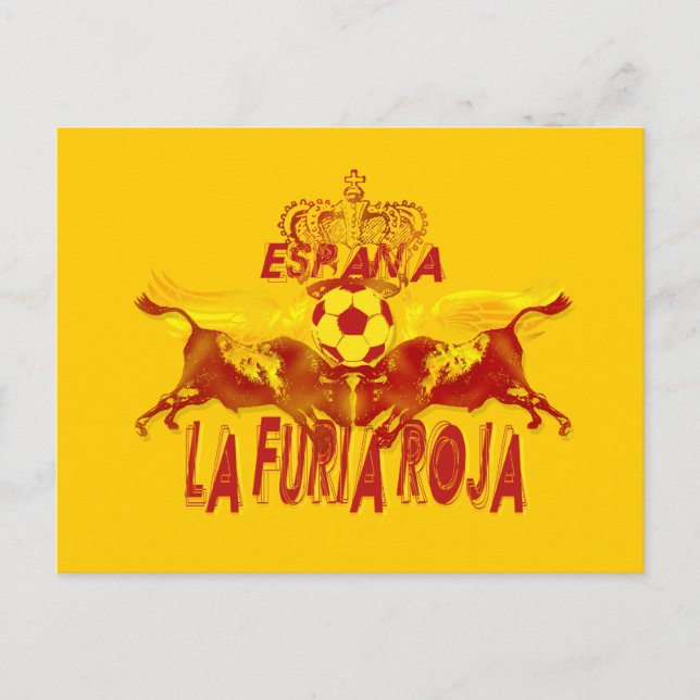 Carte Postale La Roja Twin Toros Raging Bulls Rois football (Devant)