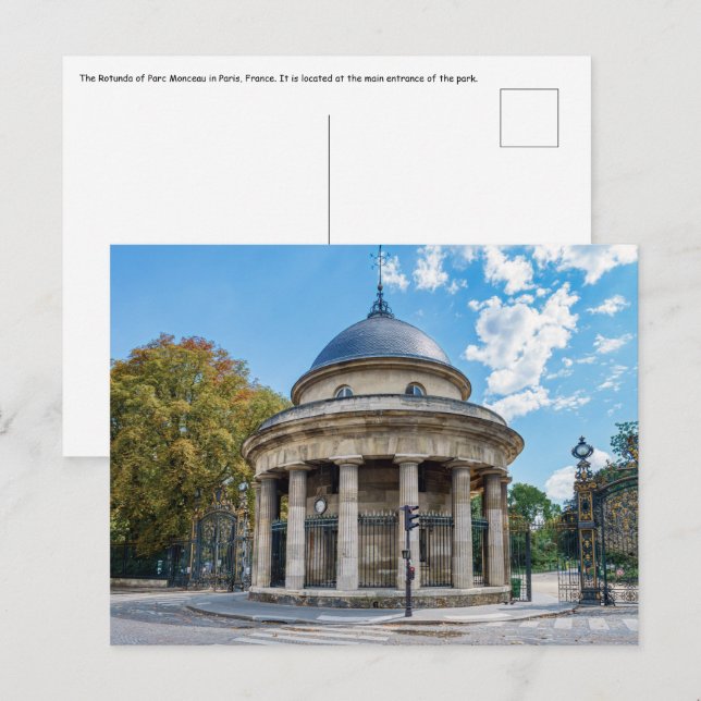 Carte Postale La Rotonde du Parc Monceau à Paris, France (Devant / Derrière)