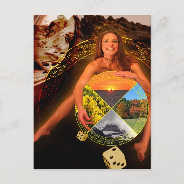 Carte Postale La roue de Fortune Tarot Card Art (Devant)