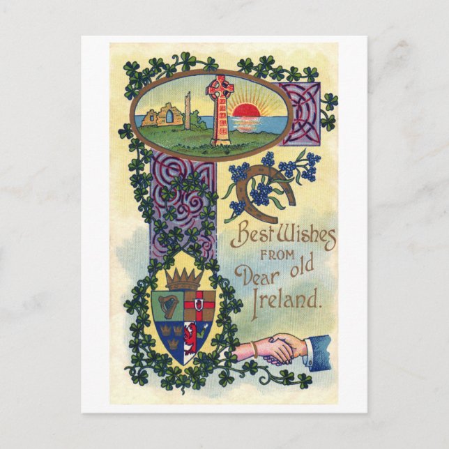 Carte Postale La Saint-Patrick, Trèfle (Devant)