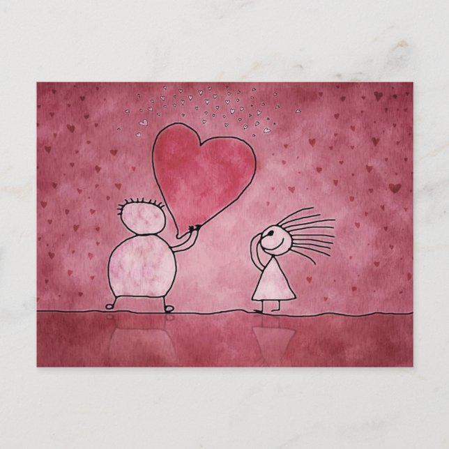 carte postale, la Saint-Valentin, amour, coeur (Devant)