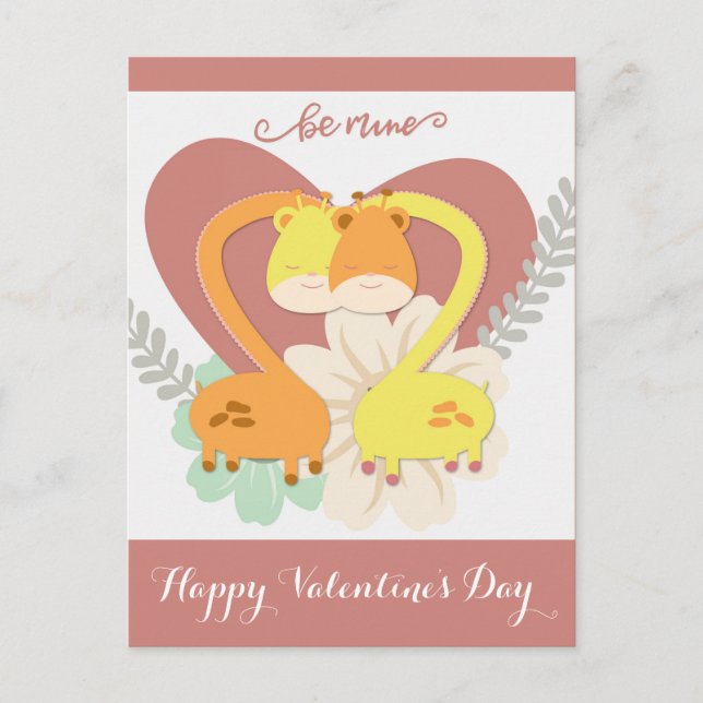 Carte Postale La Saint Valentin de la Giraffe Cute (Devant)