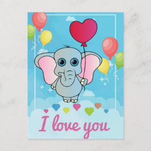 Carte Postale La Saint-Valentin de l'éléphant bébé pour tout-pet