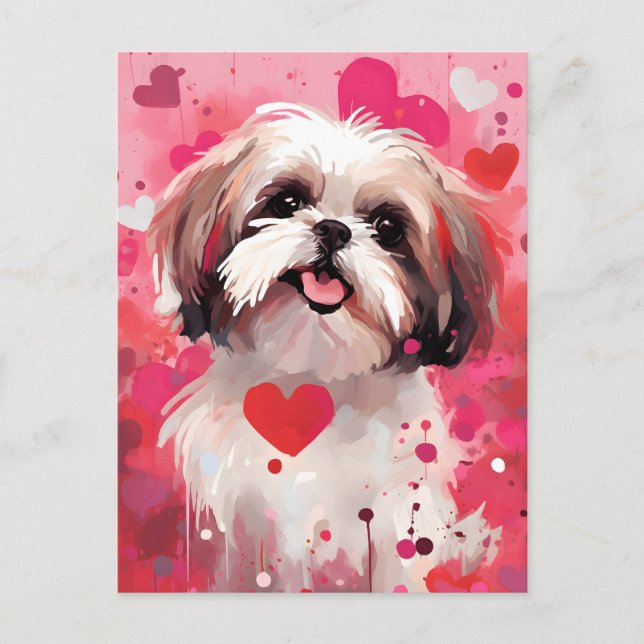 Carte Postale la Saint-Valentin du Shih Tzu (Devant)
