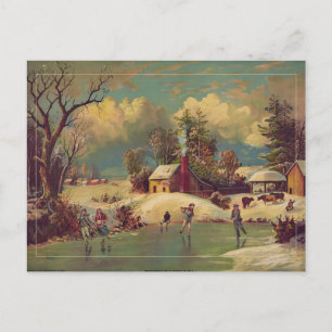 Carte Postale La scène de la ferme d'hiver