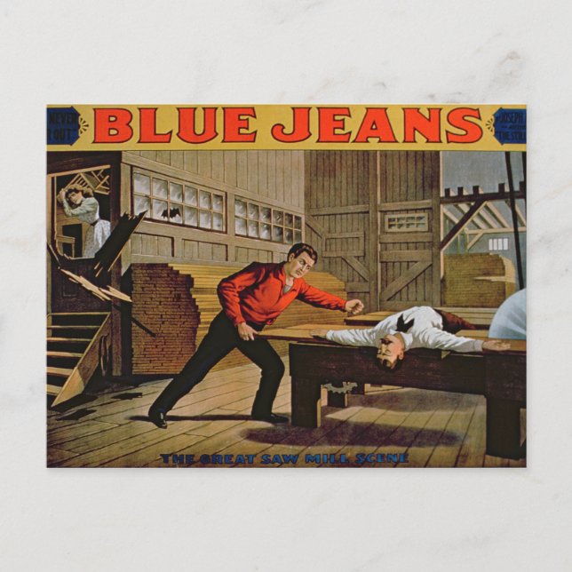 Carte Postale 'La scène de la grande scie', affiche pour 'Blue J (Devant)