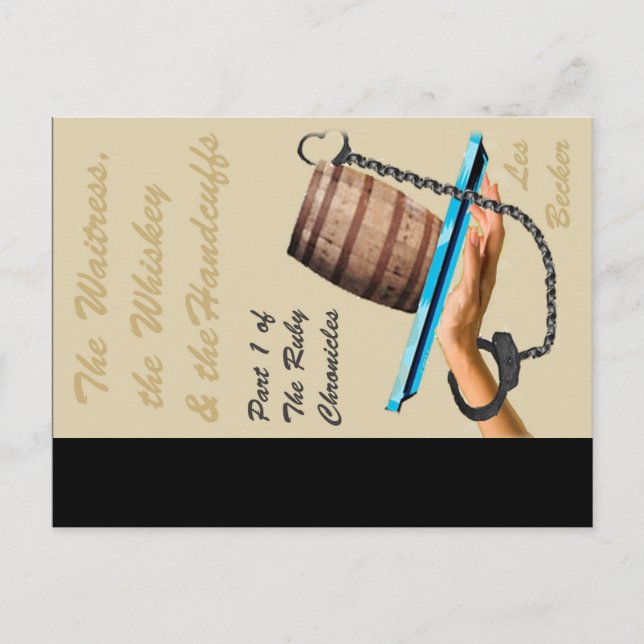 Carte Postale "La serveuse, le Whiskey & les menottes" (Devant)
