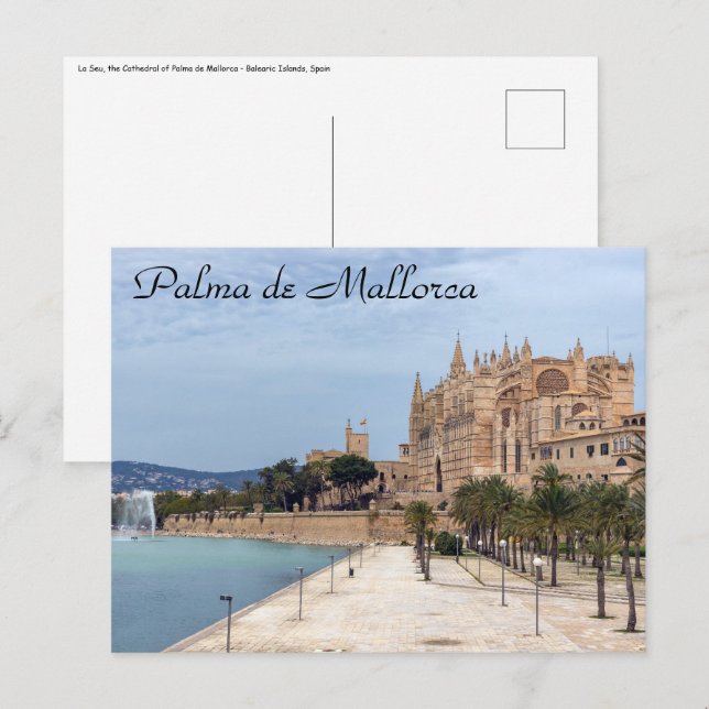 Carte Postale La Seu, Cathédrale de Palma de Majorque - Espagne (Devant / Derrière)